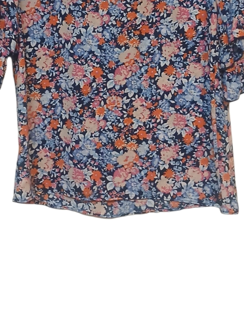 Lauren Hansen - NWT, Floral Blouse, Ruffled Short Sleeve, Round Neck, Size S - Picture 10 of 13